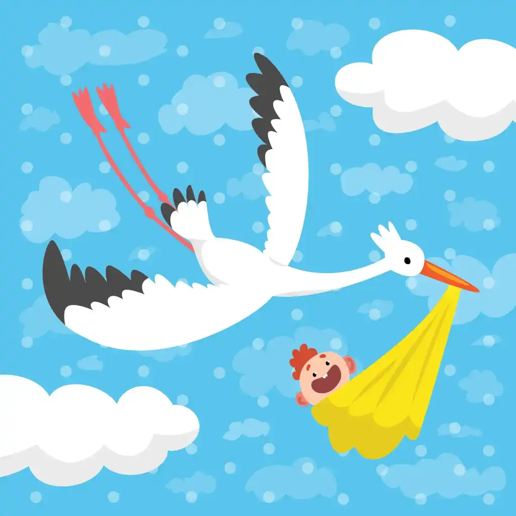 Baby Shower Card Invitation with stork