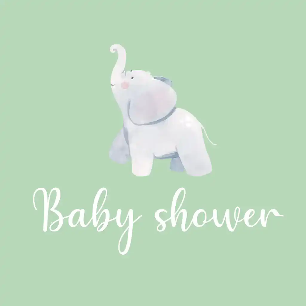 Baby Shower Card Invitation with watercolor elephant