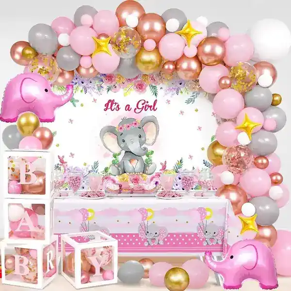 Encantadoras Decoraciones de Baby Shower con Elefante Rosa