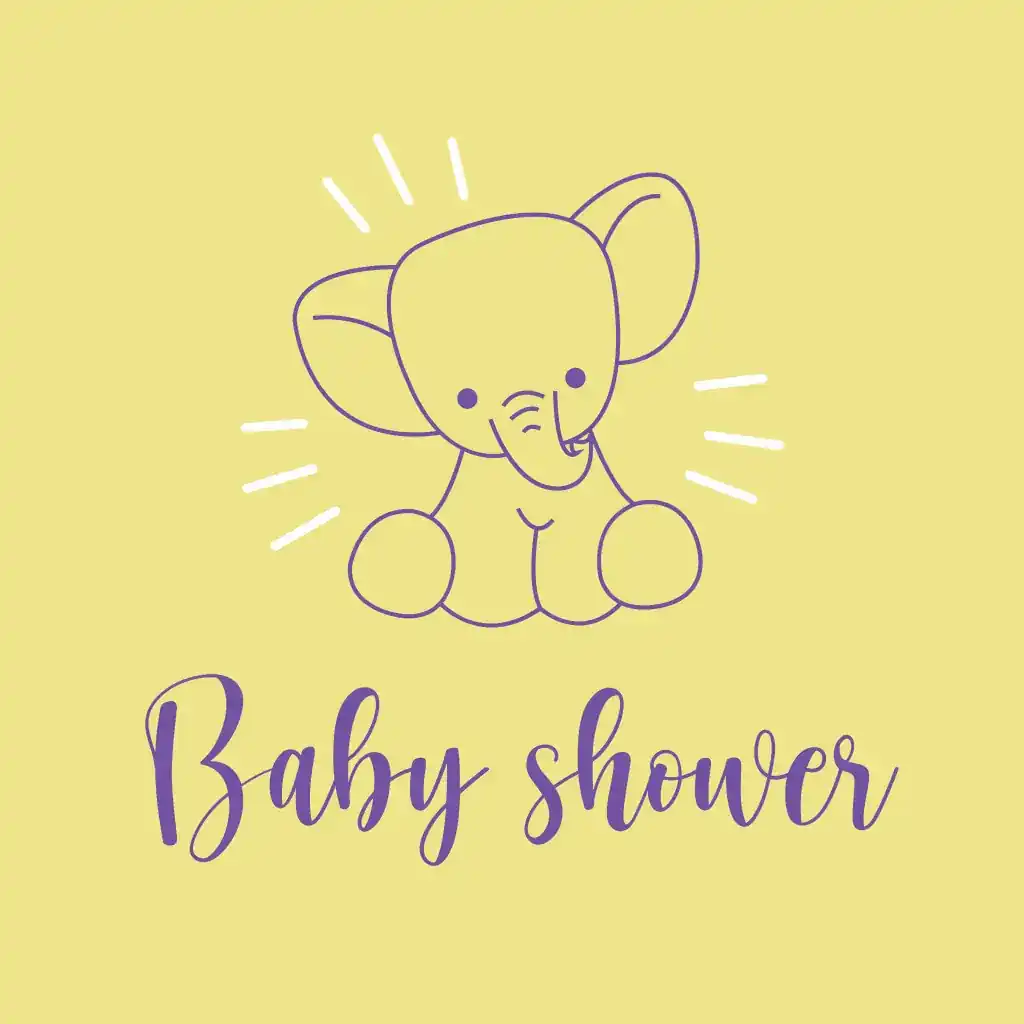 Invitación para baby shower con elefante amarillo