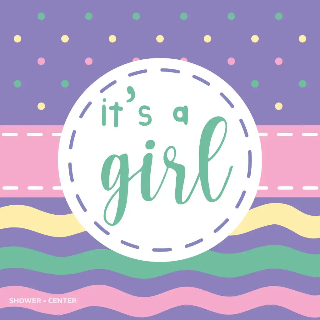 vibrant message announcing the birth of a girl in vivid and lively colors