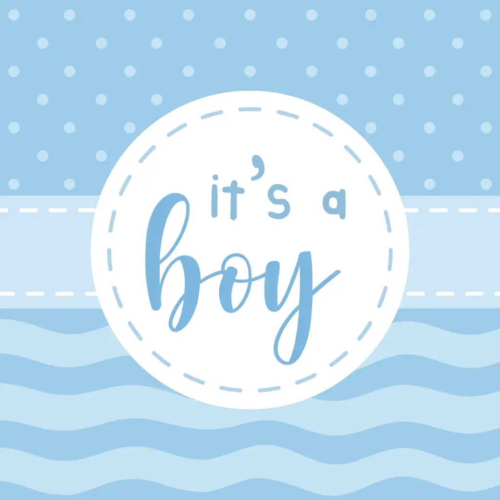 Baby shower invitation with exciting message celebrating a baby boy with a cool and calming blue hue