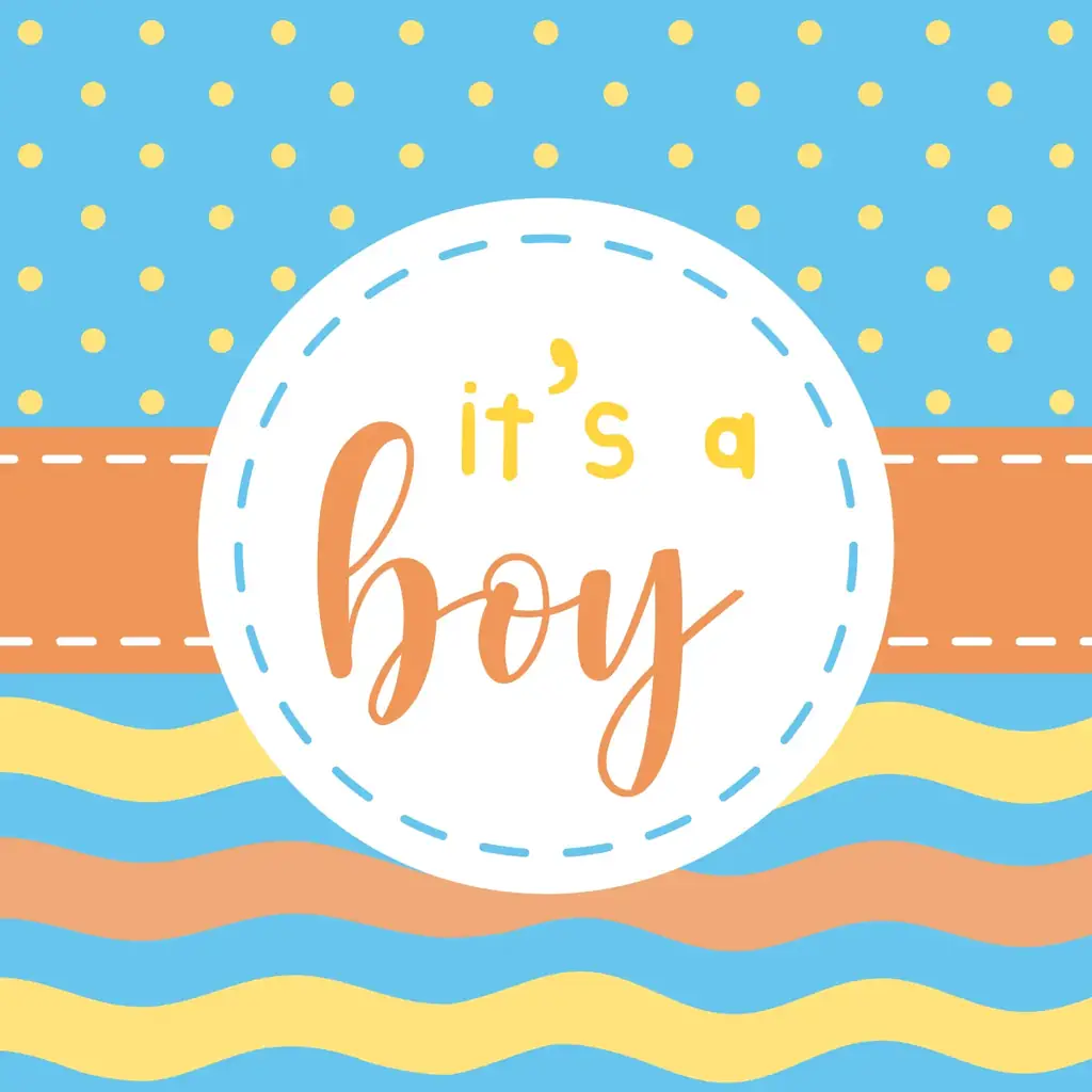 dynamic message announcing the arrival of a boy in vivid and energetic colors