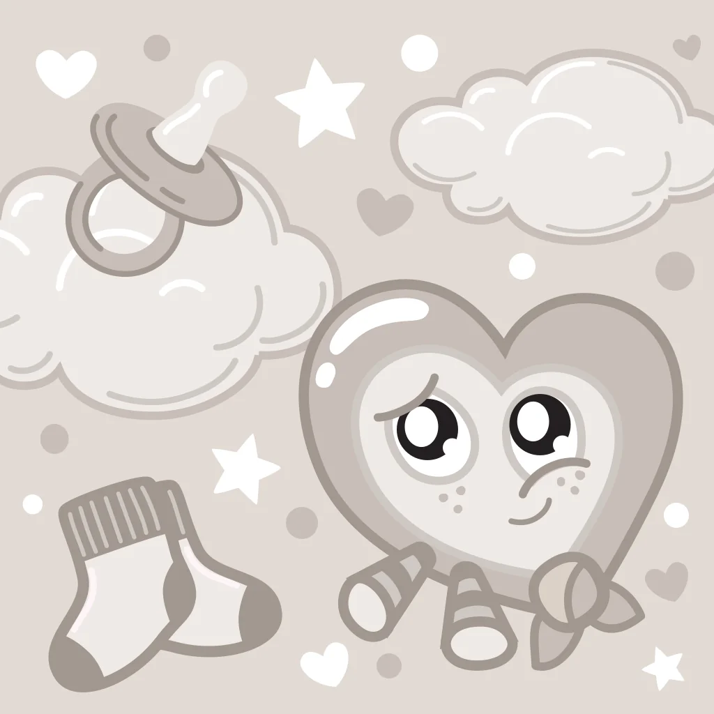 adorable and cuddly heart-shaped baby monster, Lubby, in soft and neutral tones, a symbol of affection and warmth